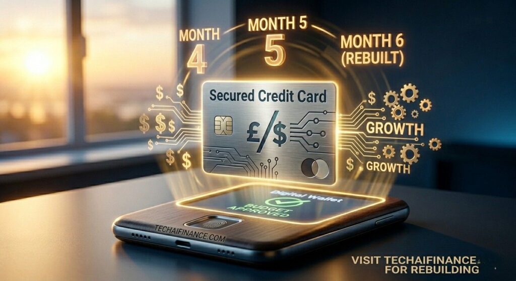 Secured credit card on a table representing bad credit fix strategy