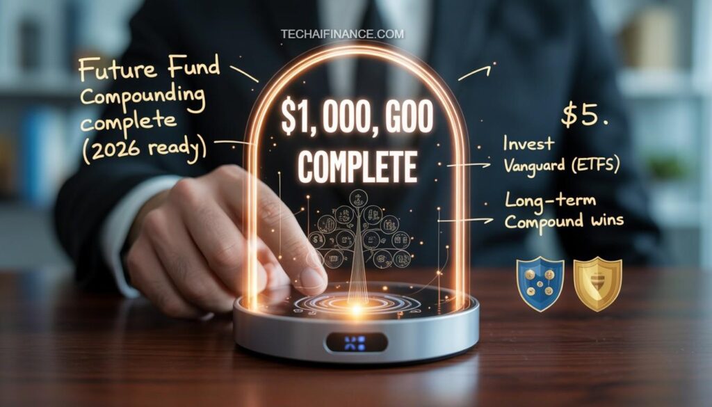 A detailed, technical 3D isometric comparison model on a dark high-tech glass platform, rendered in the signature TechAIFinance blue and gold. It features an unoptimized '$600/yr Variable Expenses' block composed of cluttered service icons next to an AI-optimized '$220 Optimized Expenses' vibrant Gold block. multiple dynamic gold circuit patterns from image_0.png connect the blocks with a larger, multi-layered complex 3D isometric representation of an AI interface actively 'cutting' redundant nodes. Above it, a large, translucent glowing blue and gold holographic arch projects upwards with large shimmering golden script and numerals that clearly say: 'US INCOME TAX ADJUSTED'. Interlocking blue and gold shields protect the optimized wealth icon. Small gold circuit patterns extend from the shielded center. small stylized currency symbols (£, $, ¥) subtly float around the visualization, matching the TechAIFinance blue-and-gold aesthetic. Integrated into the front bezel of the glass platform in the lower-right foreground is the precise laser-etched professional text watermark TECHAIFINANCE.COM. Widescreen 16:9.