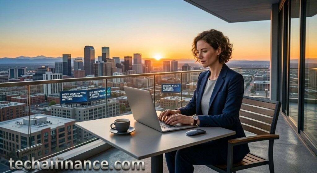 American professional at a standing desk reviewing skill development resources and freelance income charts on a laptop in a modern home office